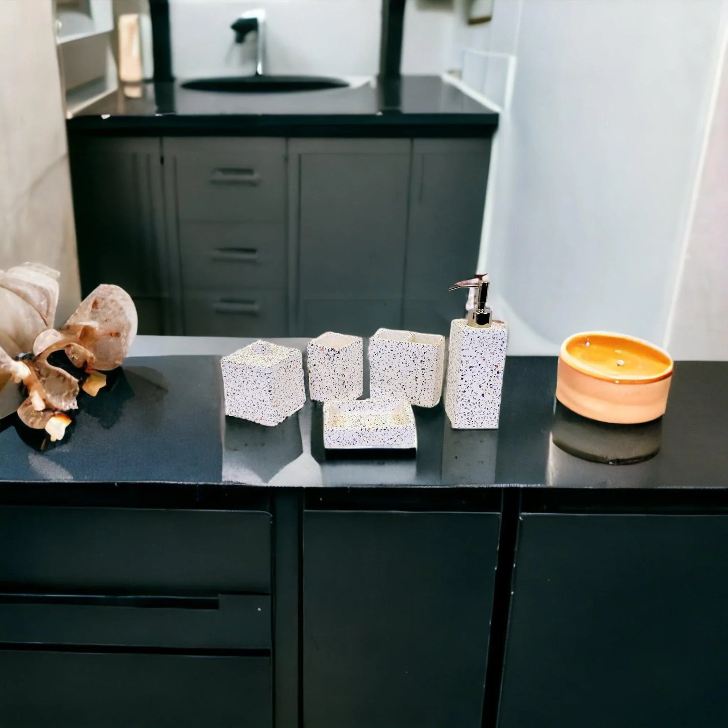 White Bathroom Accessory Set | Color Chips Design - Nature Home Decor