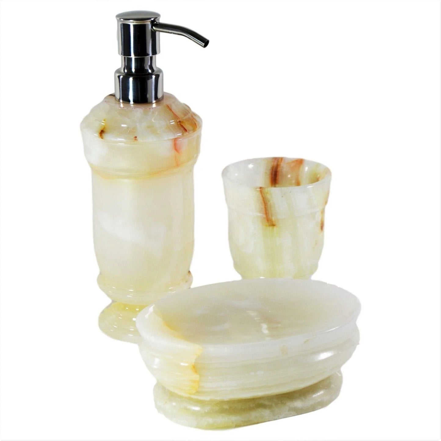 White Onyx 3-Piece Bathroom Accessory Set - Nature Home Decor