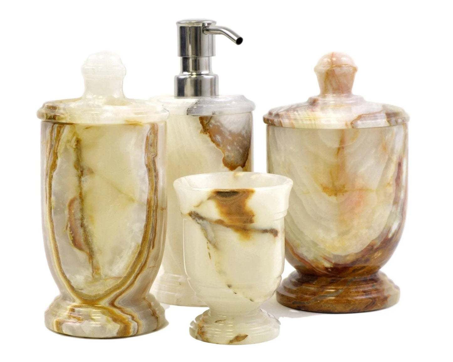 White Onyx 4-Piece Bathroom Accessory Set - Nature Home Decor