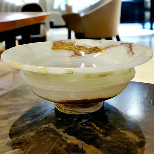 White Onyx 9-inch Modern Fruit Bowl - Nature Home Decor