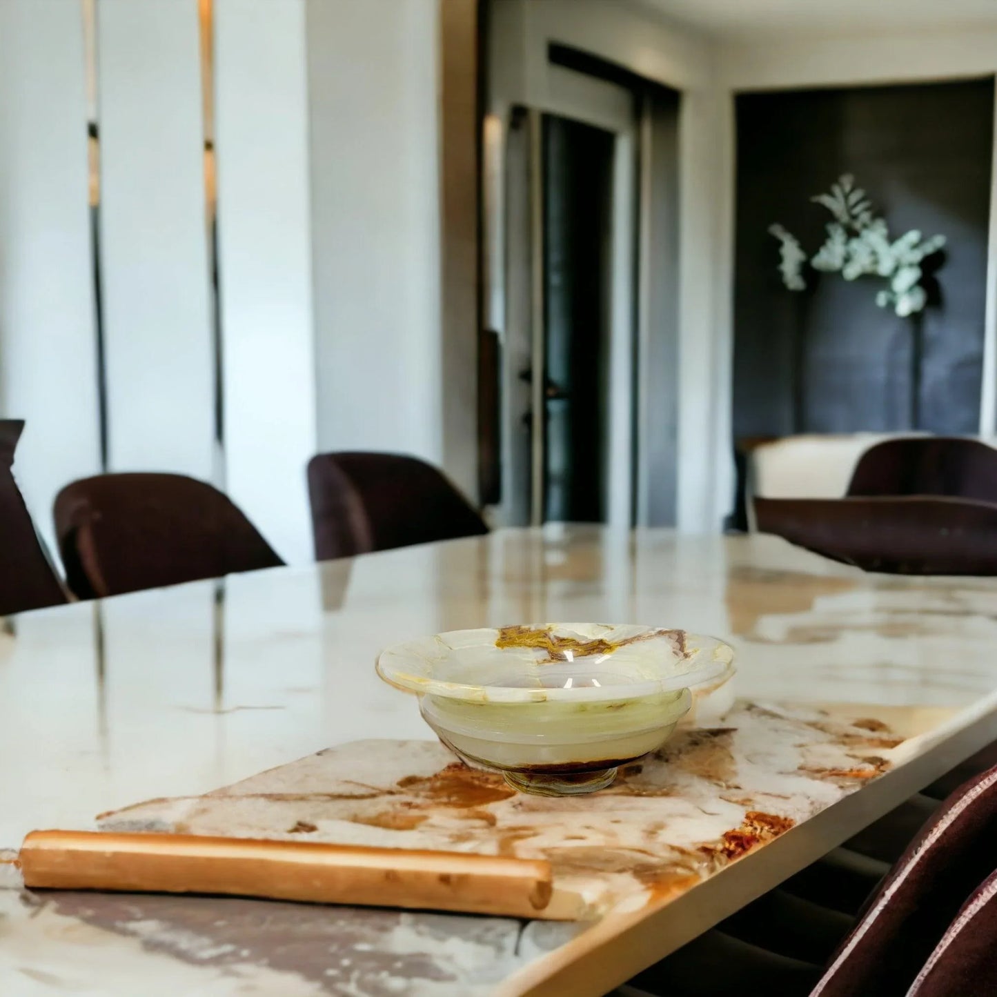 White Onyx 9-inch Modern Fruit Bowl - Nature Home Decor