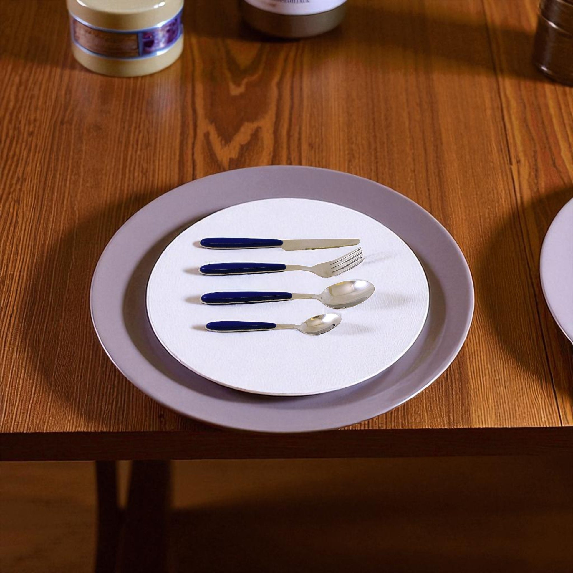 Flatware Set with Blue Handles - Nature Home Decor