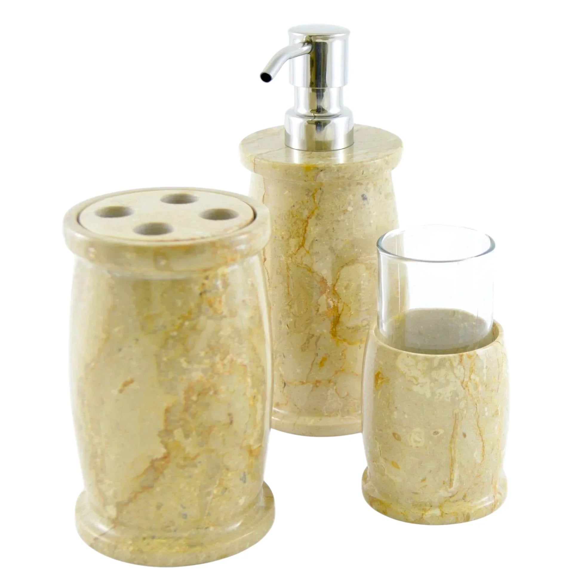 Marble Bathroom Accessories Set | Sahara Beige Marble - Nature Home Decor
