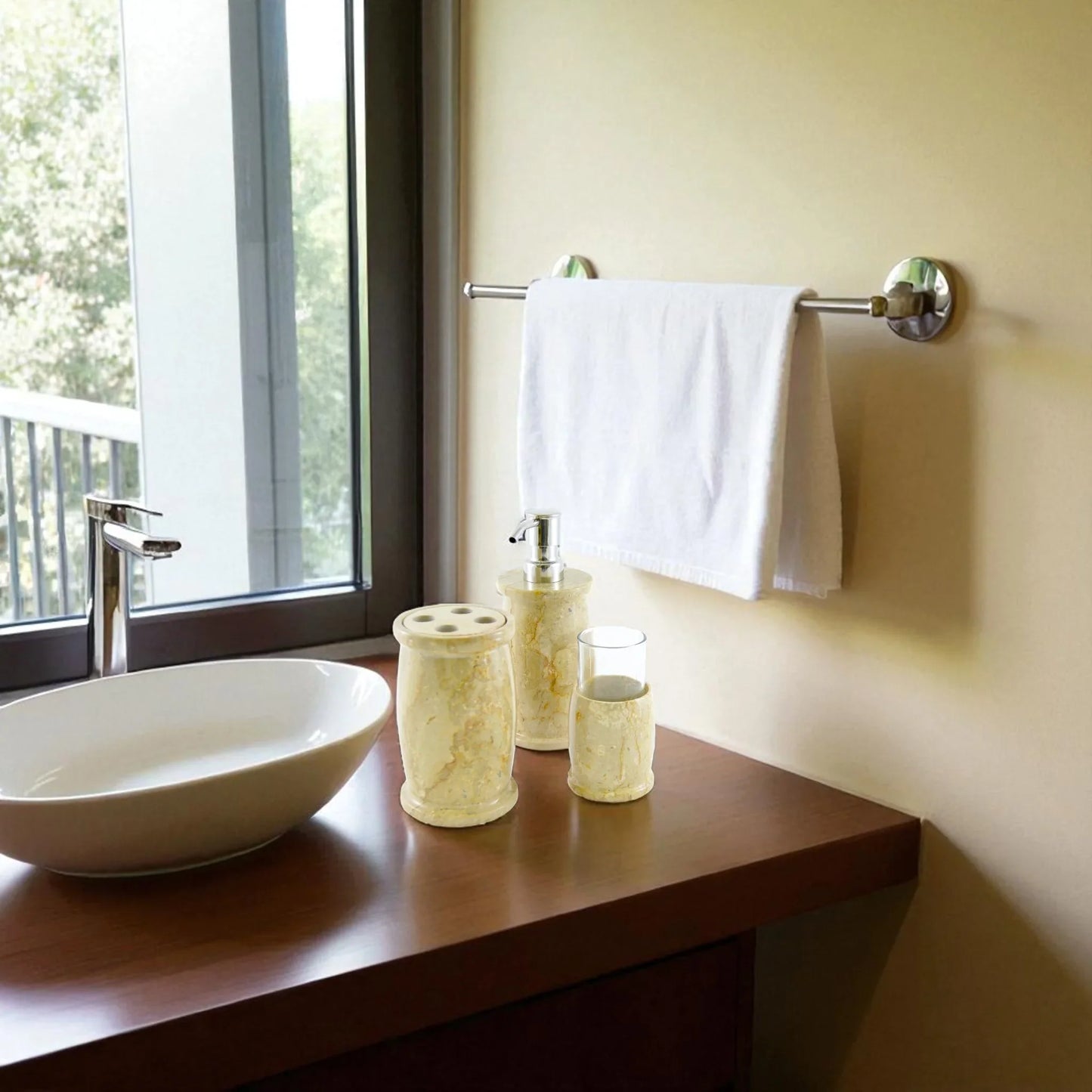 Marble Bathroom Accessories Set | Sahara Beige Marble