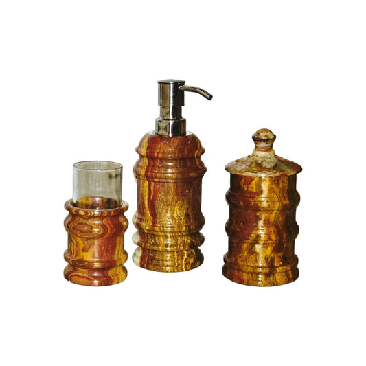 3 Piece Bathroom Set - Multi-Brown Onyx - Nature Home Decor