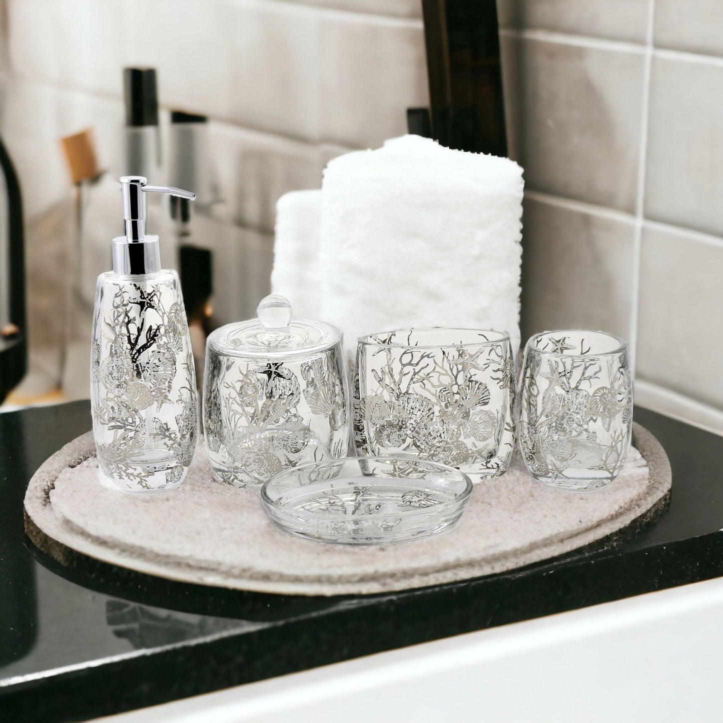 Bathroom Set of Glass in Antlers Design - Nature Home Decor
