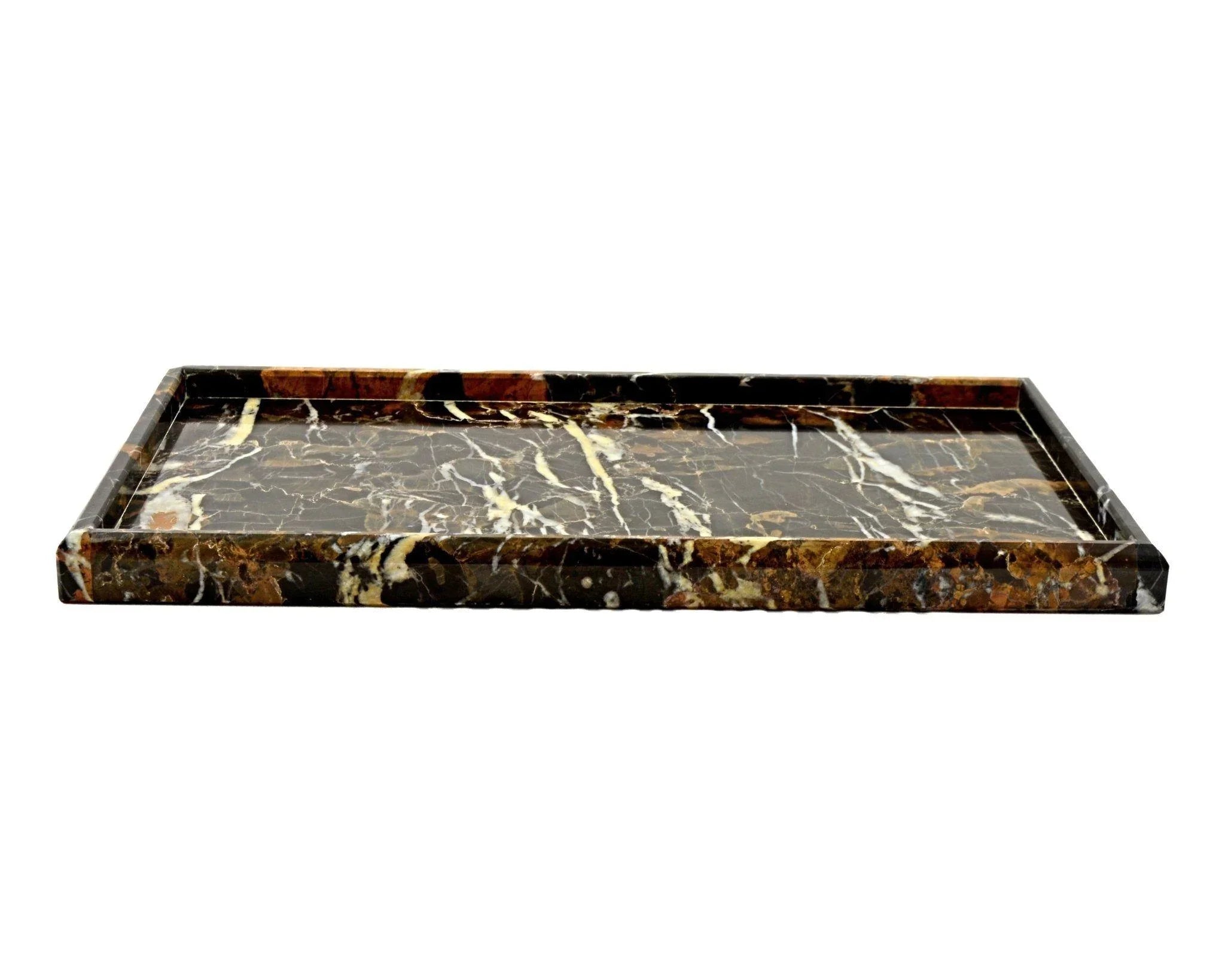 Real Luxurious Natural Marble Vanity Tray Genuine Marble Storage Tray For Home Decor Stone Tray For Bathroom/Kitchen/Vanity/Dresser Non-Resin/(arabescato