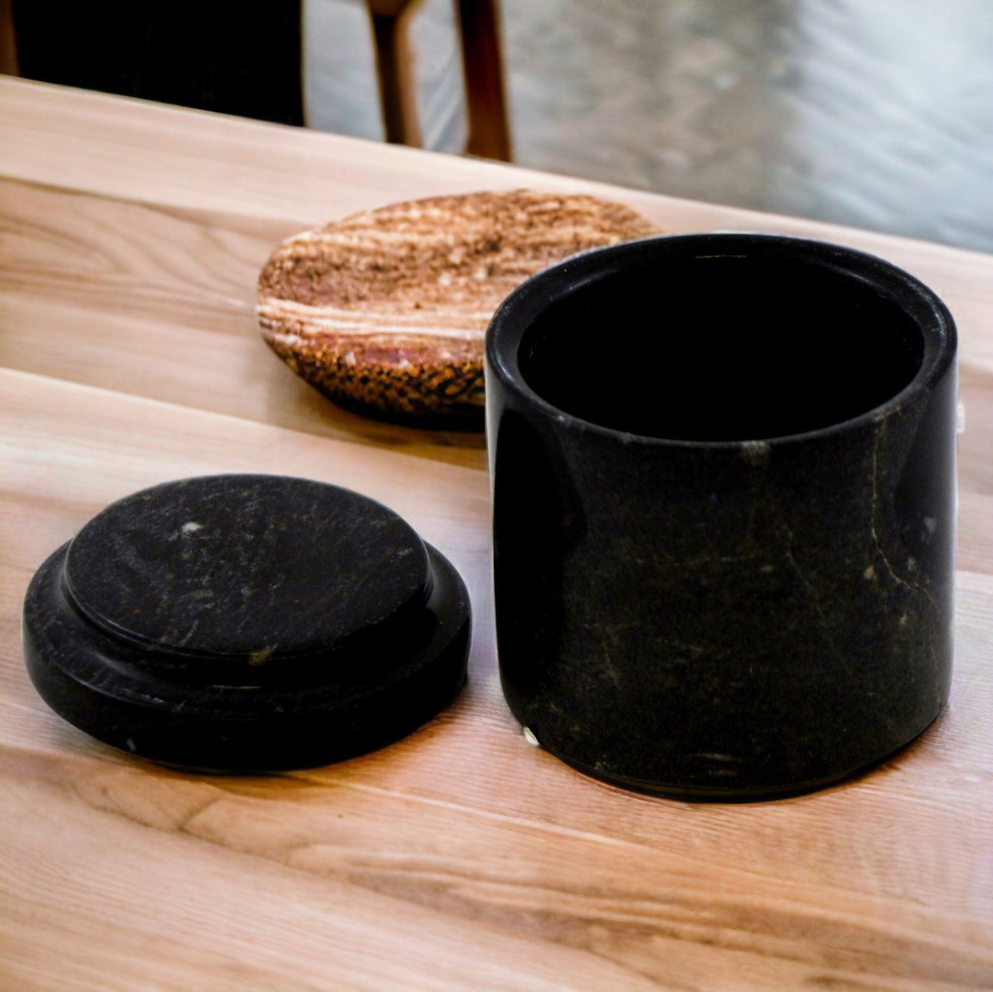 Black Marble Pill Box | Gifts Collection - Nature Home Decor