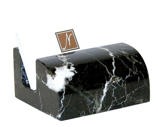 Black Zebra Marble Business Card Stand - Nature Home Decor