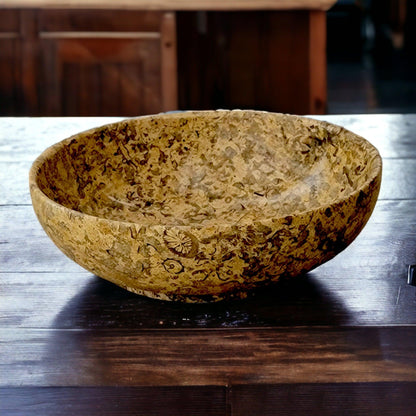 Classic 8-inches Fossil Stone Decorative Bowl - Nature Home Decor