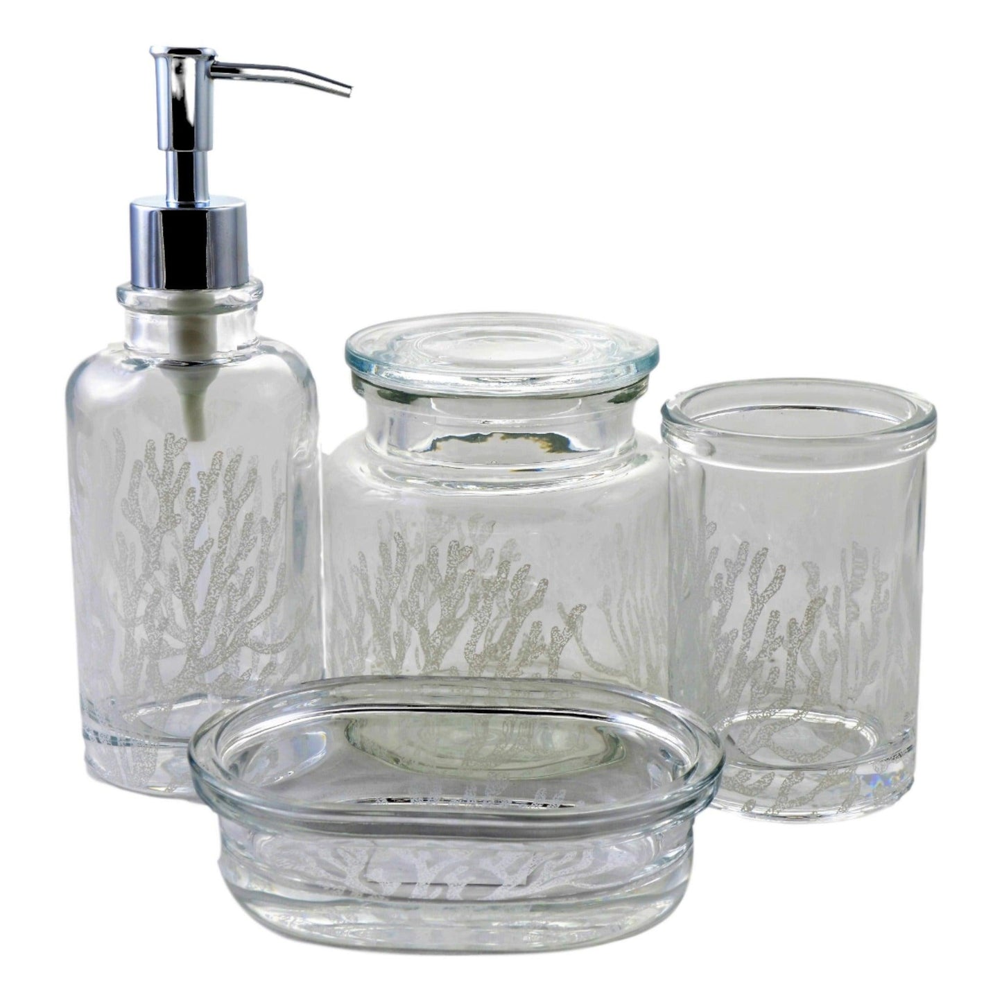 Clear 4-Piece Bathroom Accessory Set | Arctic Collection - Nature Home Decor