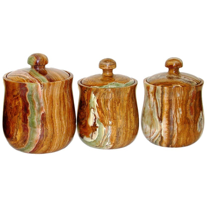 Multi Brown Onyx 7-inch Modern Kitchen Canister - Nature Home Decor