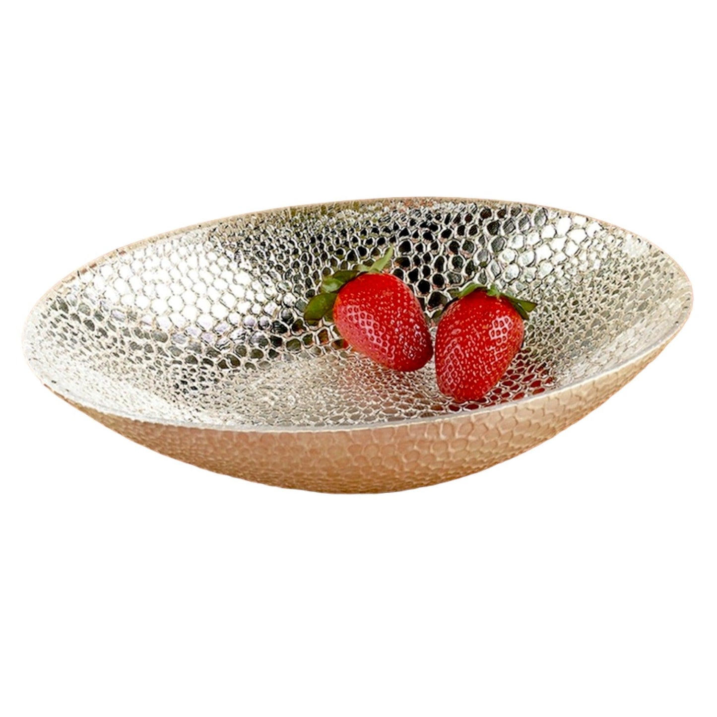 Crystal Fruit Bowl with Genuine Silver Leaf Snakeskin Pattern - Nature Home Decor