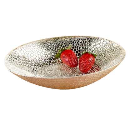 Crystal Fruit Bowl with Genuine Silver Leaf Snakeskin Pattern - Nature Home Decor