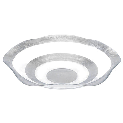 Crystal Glass 16 inches Decorative Bowl | Silverleaf Wave Design - Nature Home Decor