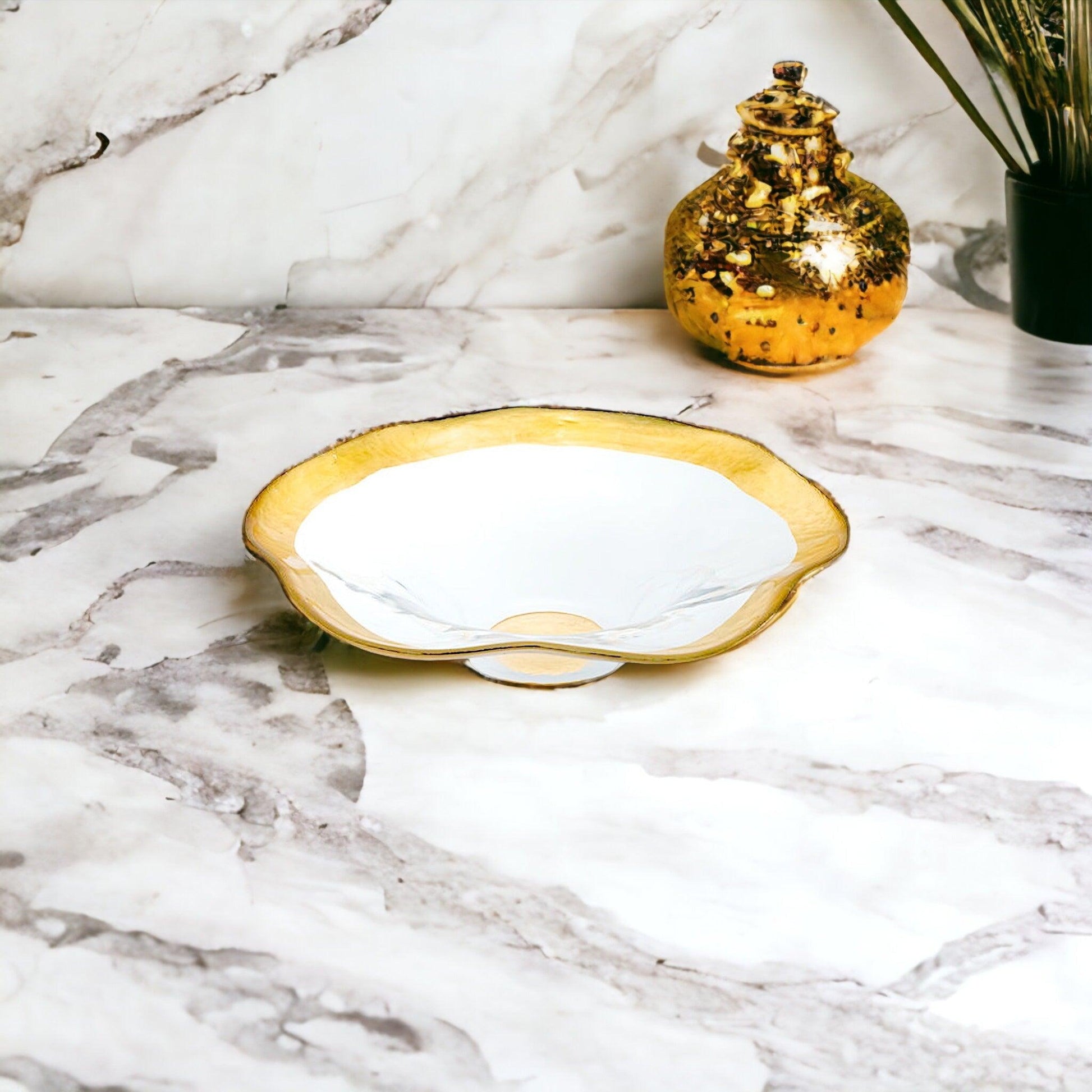 Genuine Gold Leaf Plated 8-inch Wave Bowl - Nature Home Decor