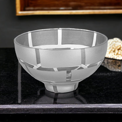 Decorative Crystal Bowl with Genuine Silver Leaf Pattern - Nature Home Decor