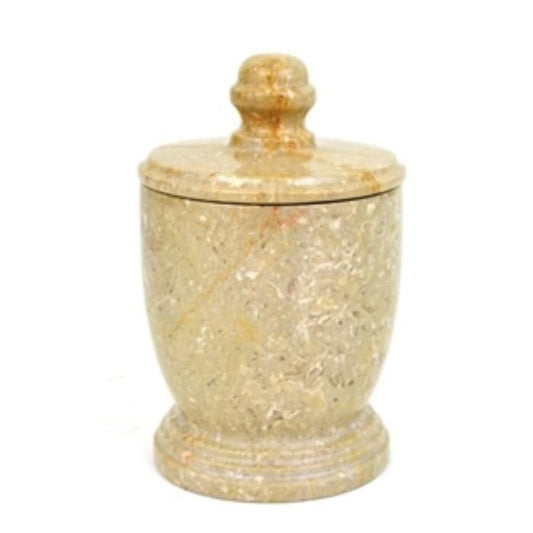 Decorative Jar |Cotton Balls Holder of Sahara Beige Marble - Nature Home Decor