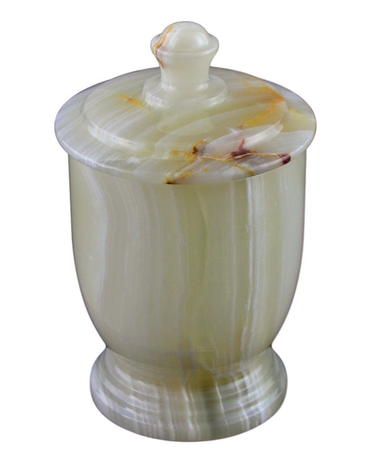 Decorative Jars | Cotton Ball Holder of Pistachio Onyx - Nature Home Decor