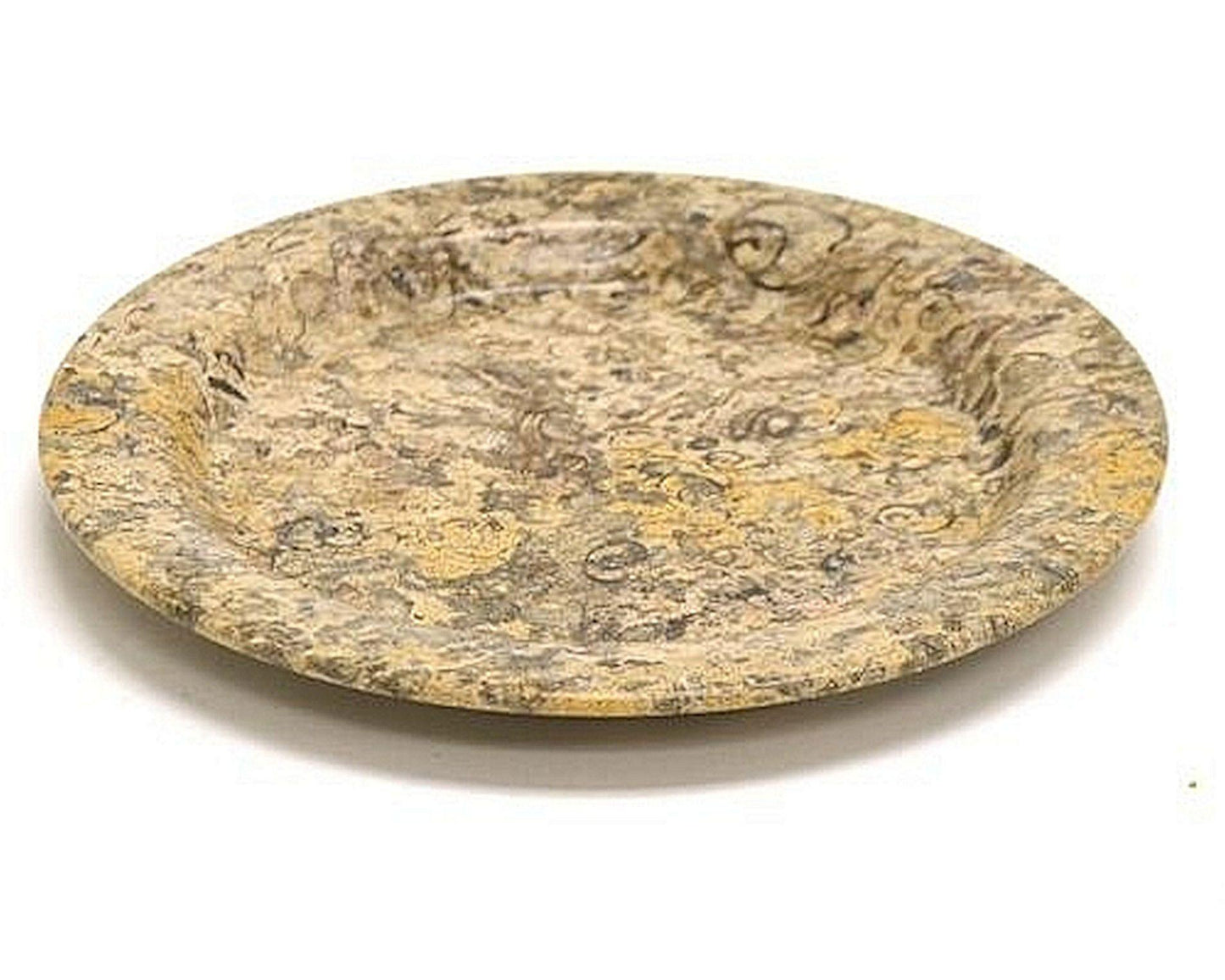 Decorative Plate of Fossil Stone | 6-inch Round - Nature Home Decor