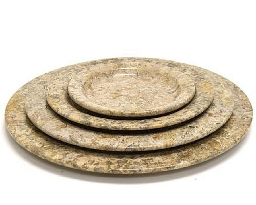 Decorative Plate of Fossil Stone | 6-inch Round - Nature Home Decor