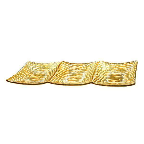 Wave Design 16-inch Gold Plated Serving Tray - Nature Home Decor