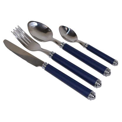 Flatware Set with Blue Handles and Storage Cady - Nature Home Decor