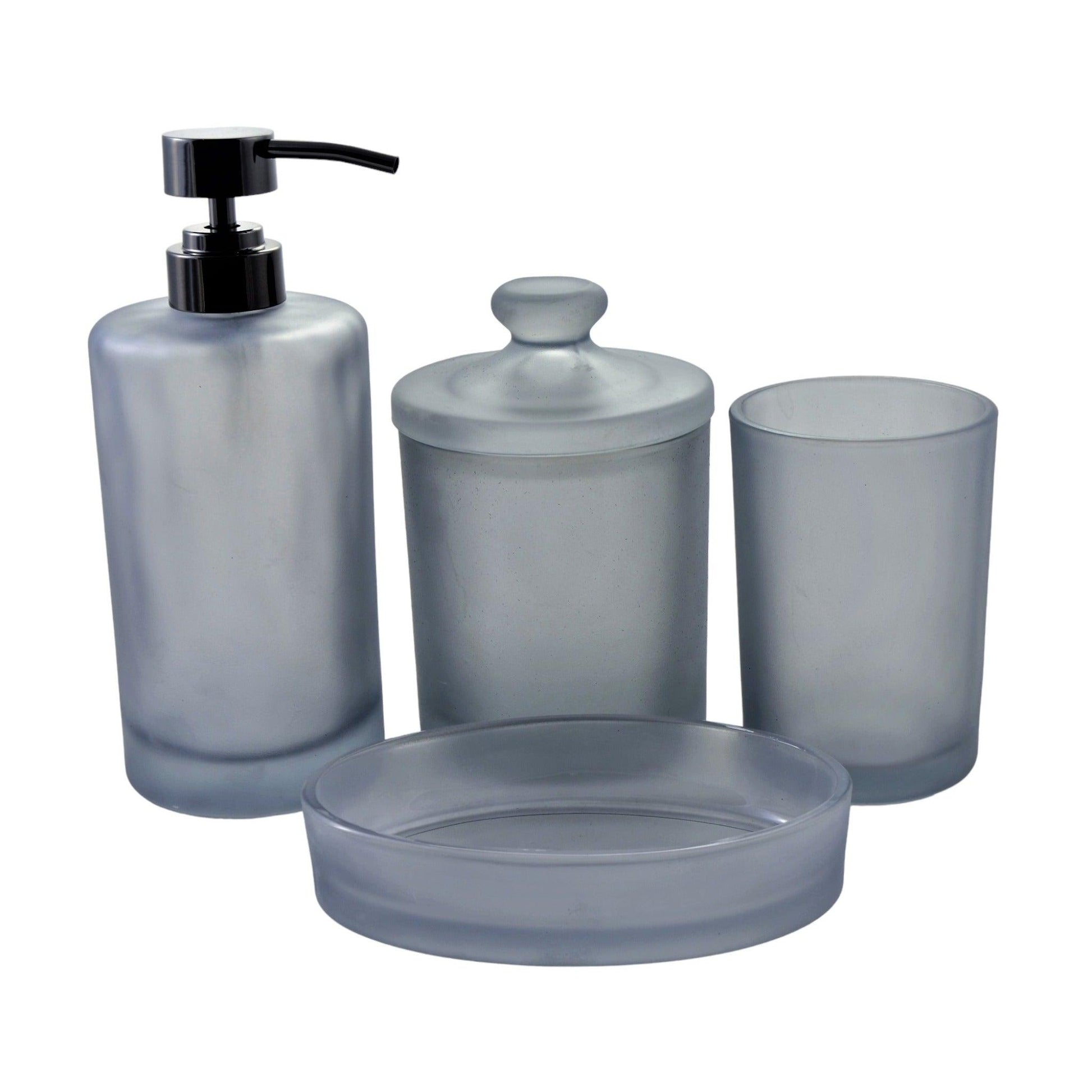 Frosted Glass 4-Piece Bathroom Accessory Set | Cloud Collection - Nature Home Decor