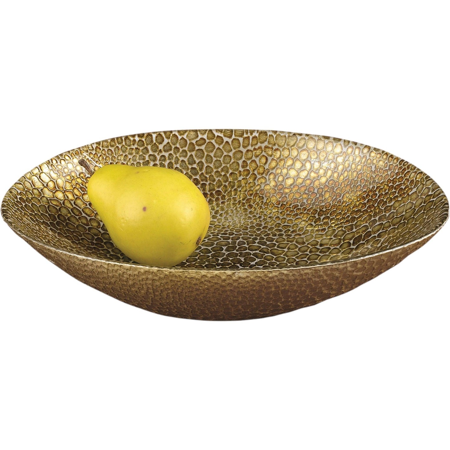 Glass Decorative Bowl | Oval Bowl with Gold Leaf Snakeskin Pattern - Nature Home Decor
