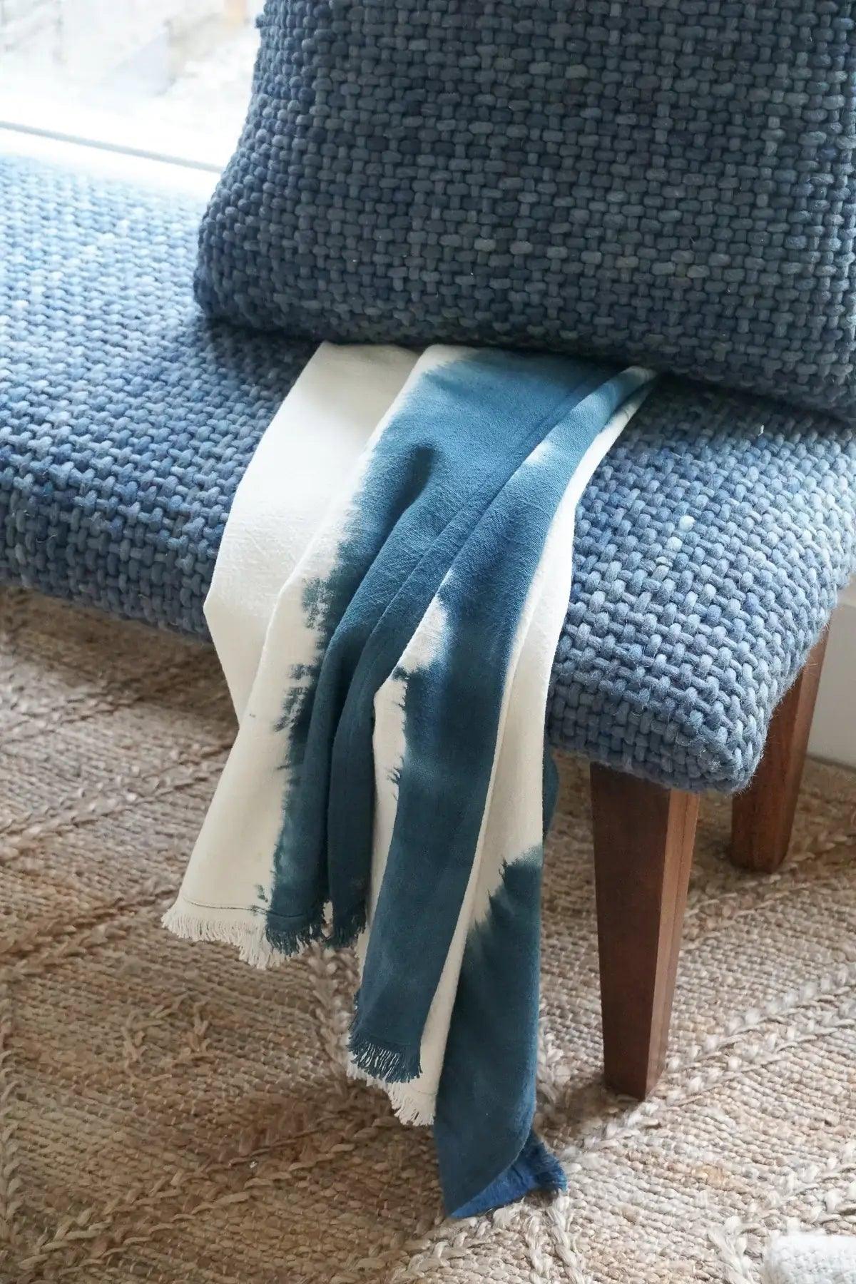 Indigo Blue Tie Dye Cotton Throw - Nature Home Decor