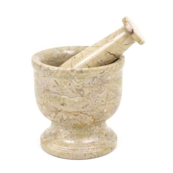Large Marble Mortar and Pestle | Sahara Beige Marble - Nature Home Decor