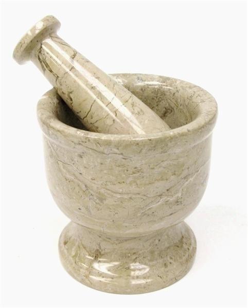 Large Marble Mortar and Pestle | Sahara Beige Marble - Nature Home Decor