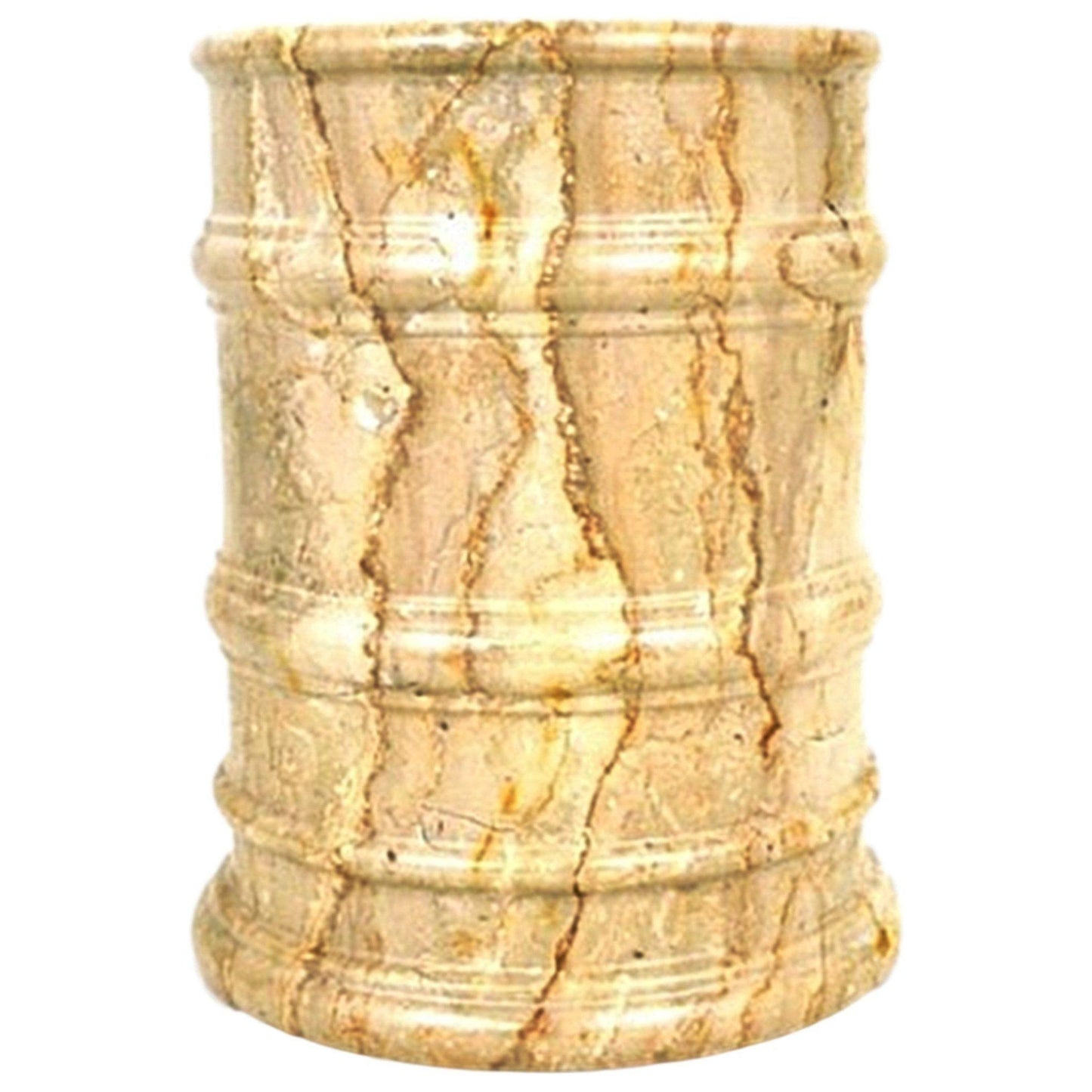 Bathroom Wastebasket Crafted from Sahara Beige Marble - Nature Home Decor