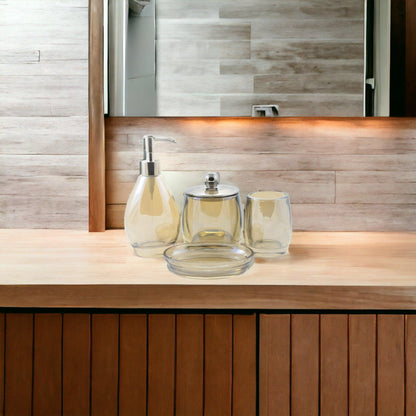 Modern Bathroom Decor - 4 Piece Glass Bathroom Set of Champagne Color - Nature Home Decor