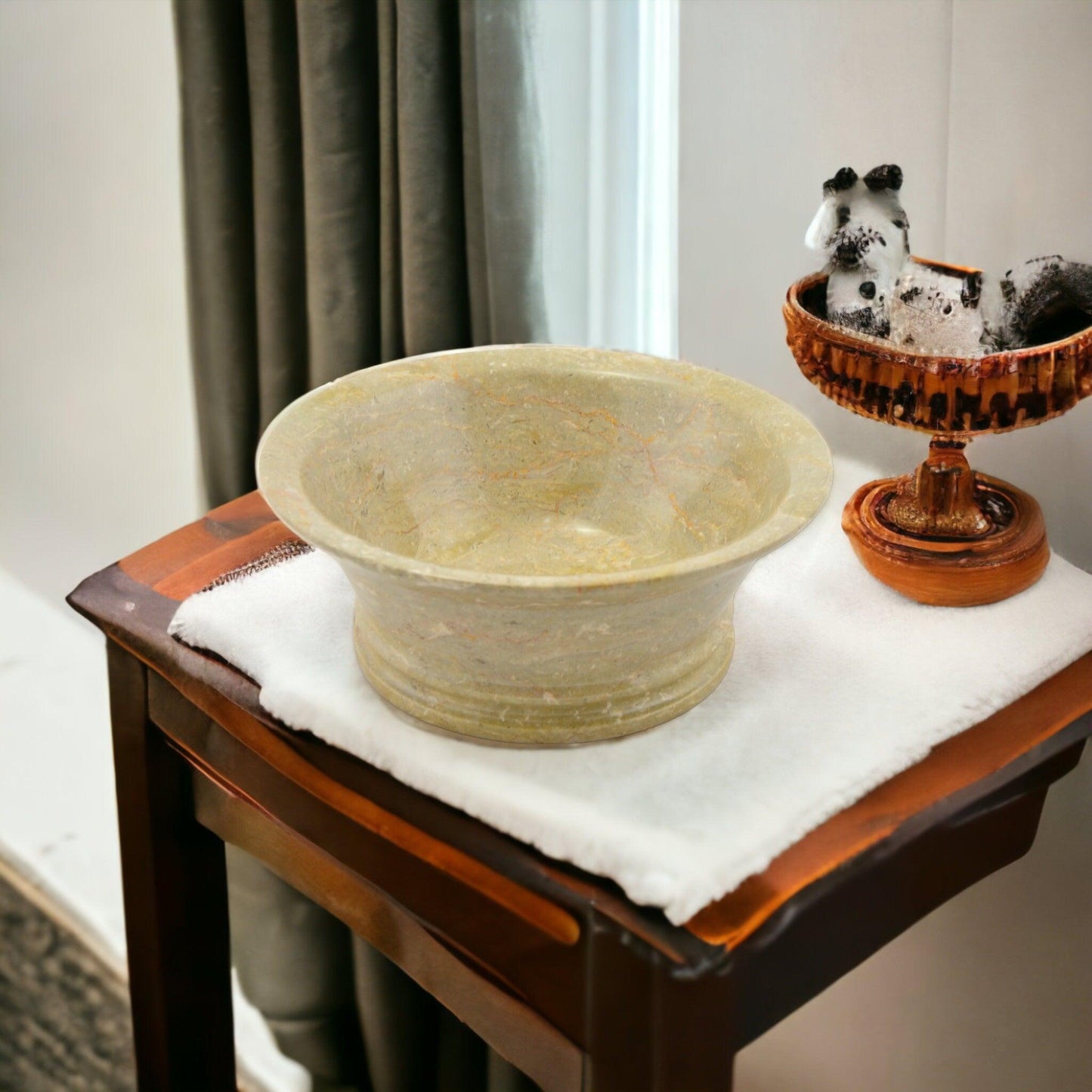 Sahara Beige Marble 8-inch Modern Fruit Bowl - Nature Home Decor