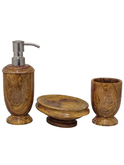 Multi Brown Onyx 3-Piece Bathroom Accessory Set - Nature Home Decor