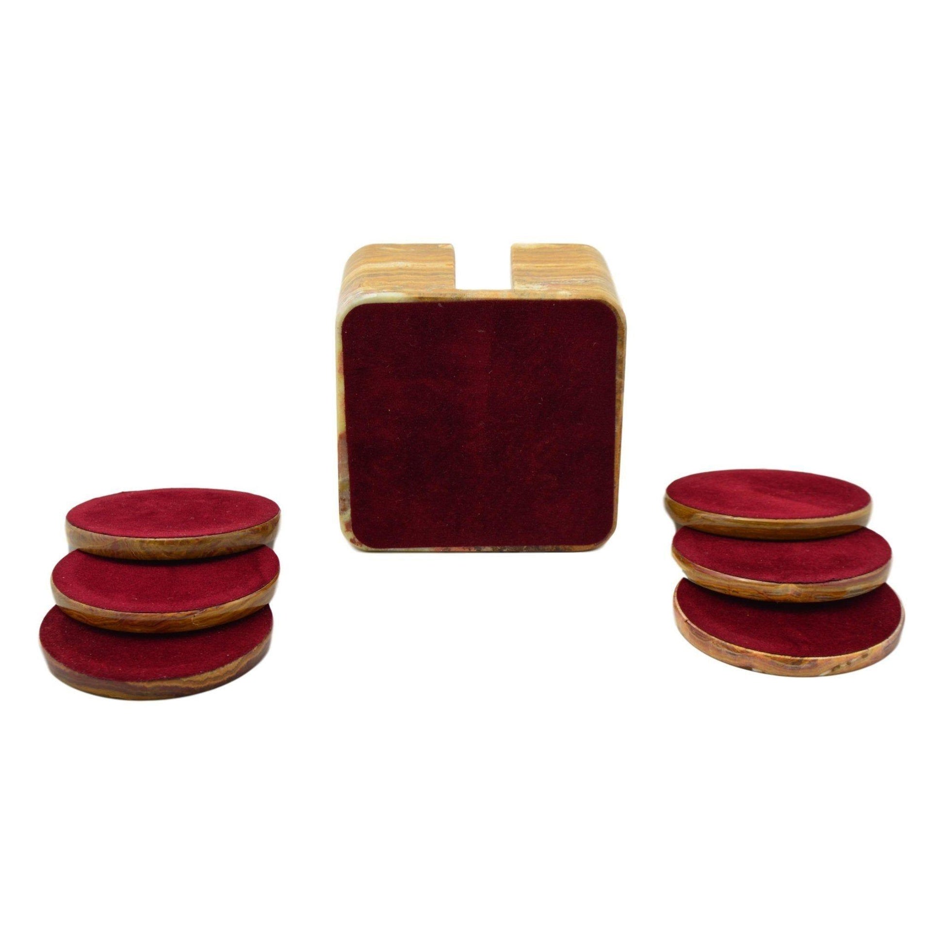 Multi Brown Onyx Coasters with Square Holder - Nature Home Decor