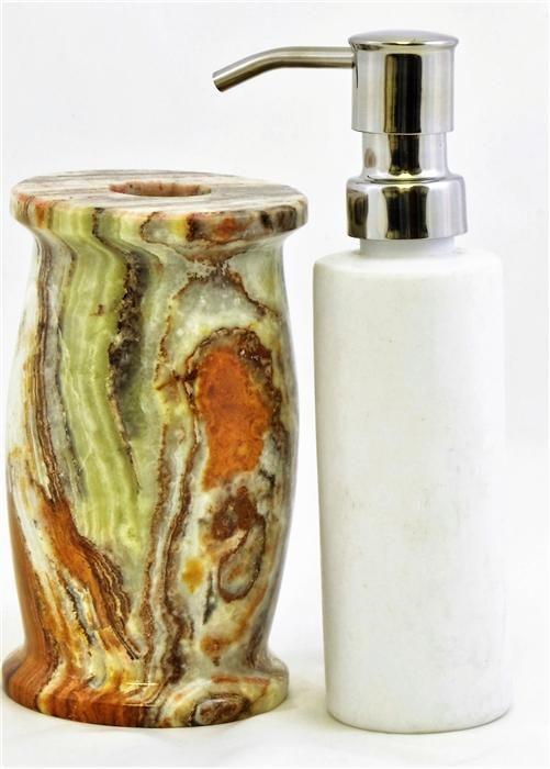 Multi Green Onyx Liquid Soap & Lotion Dispensers - Nature Home Decor