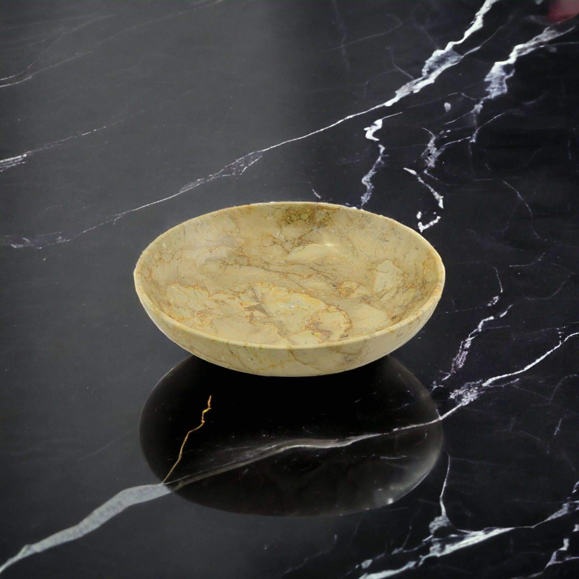 Sahara Beige Marble 8-inch Centerpiece Bowl for Dining Room Table - Nature Home Decor