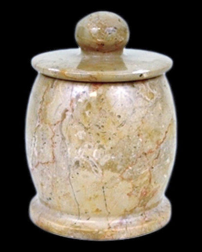 Sahara Beige Marble Decorative Jar | Cotton Jar - Nature Home Decor