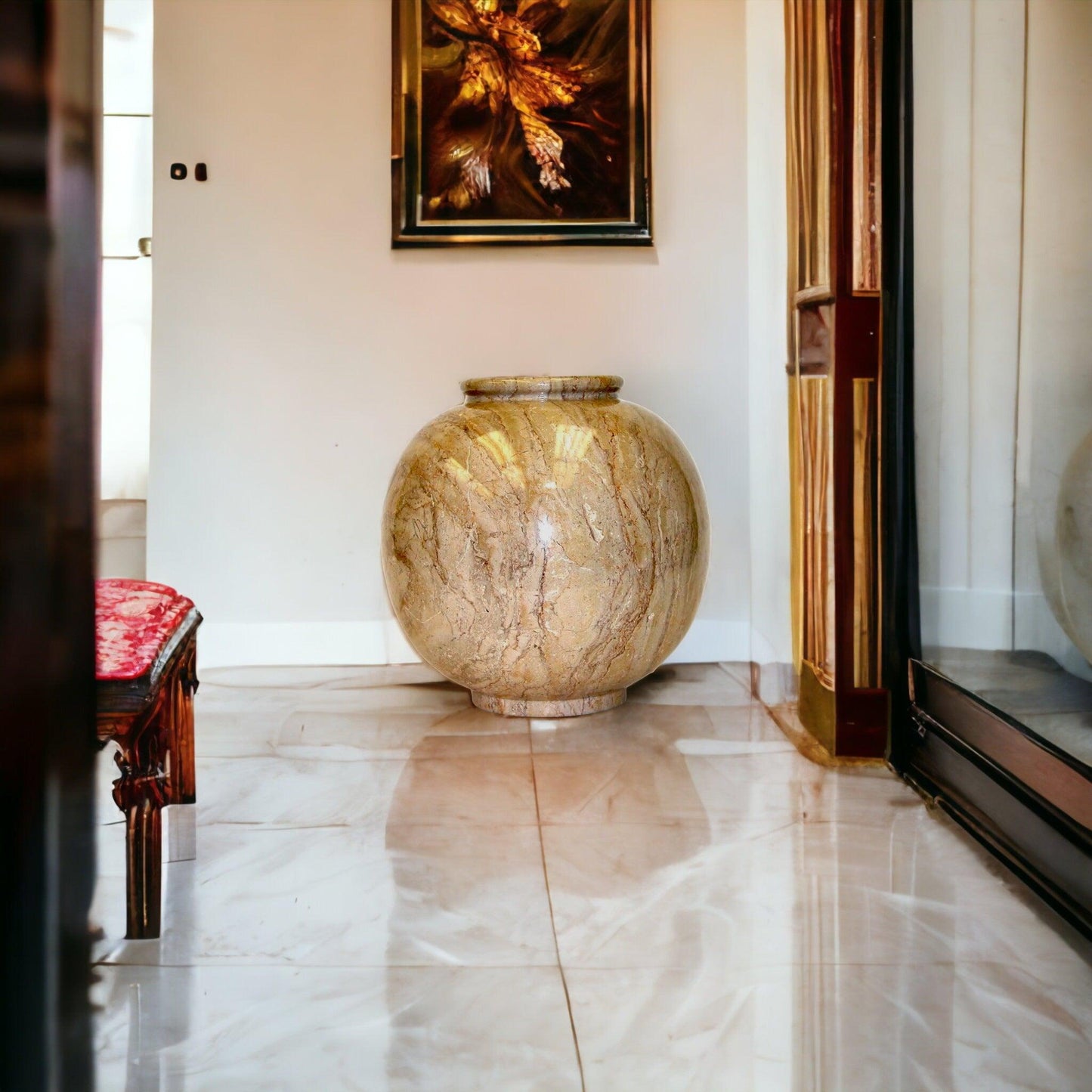 Sahara Beige Marble Large Vase - Nature Home Decor