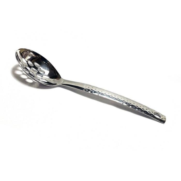 Slotted Spoon with Hammered Design Handle - Nature Home Decor