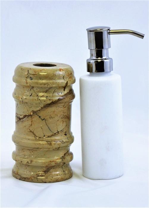 Soap & Lotion Dispenser of Sahara Beige Marble - Bengal Collection - Nature Home Decor