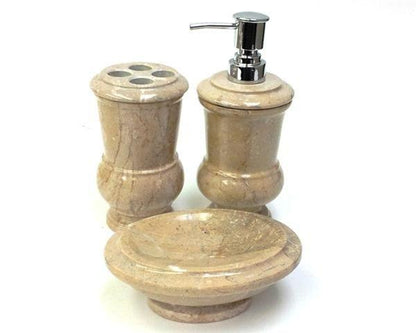 Soap & Lotion Dispenser of Sahara Beige Marble - Pacific Collection - Nature Home Decor
