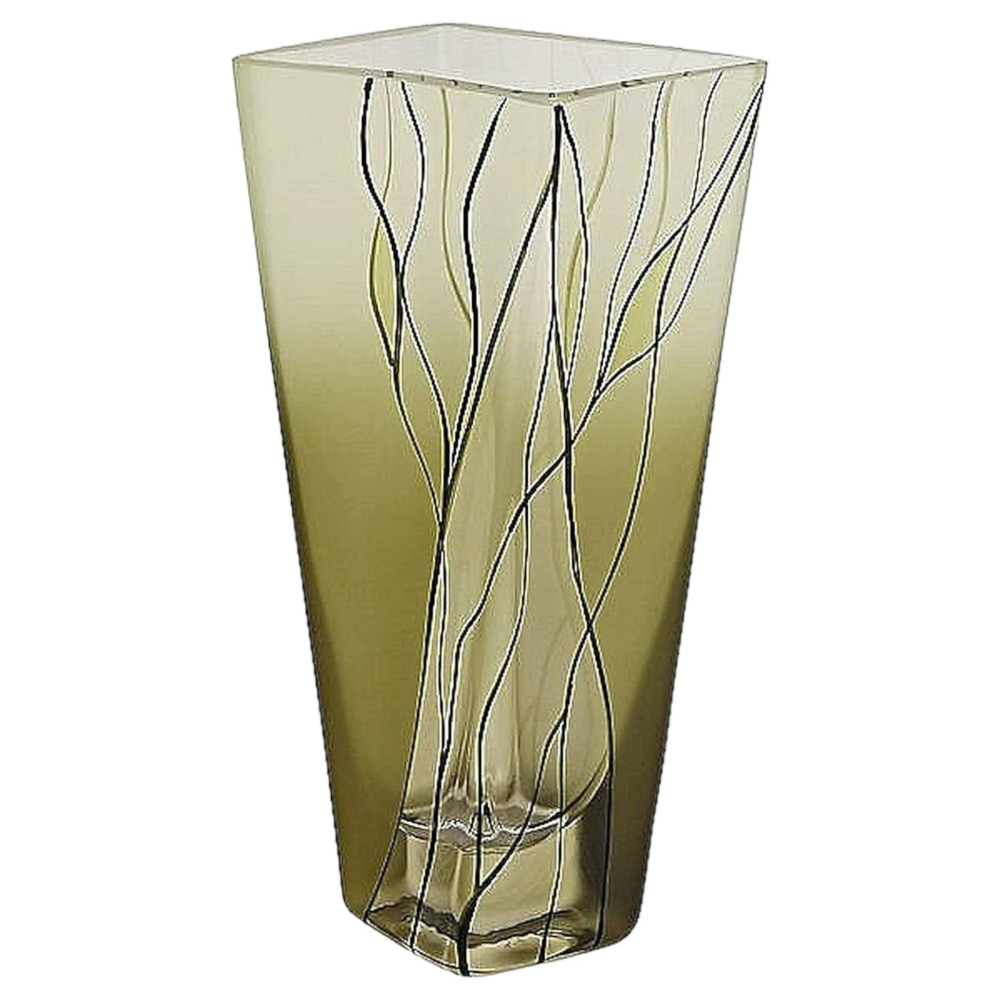 European Green Crystal 8-inch Square Vase - Nature Home Decor