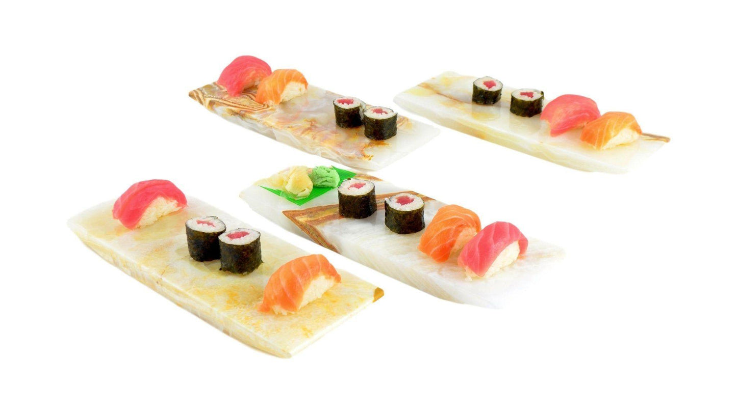 Sushi Plates Crafted from White Onyx - Nature Home Decor