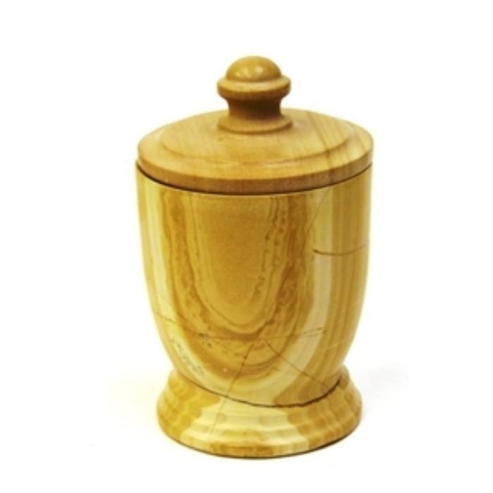 Teak Marble Decorative Jar | Cotton Ball Holder - Nature Home Decor