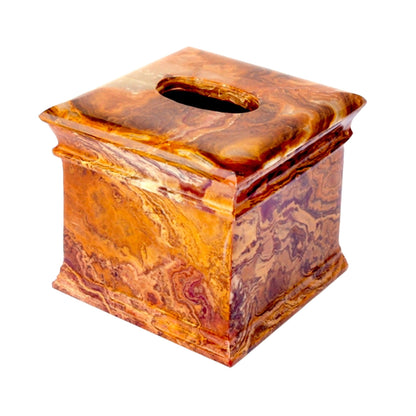 Tissue Box Holder of Multi Brown Onyx - Mediterranean Collection - Nature Home Decor