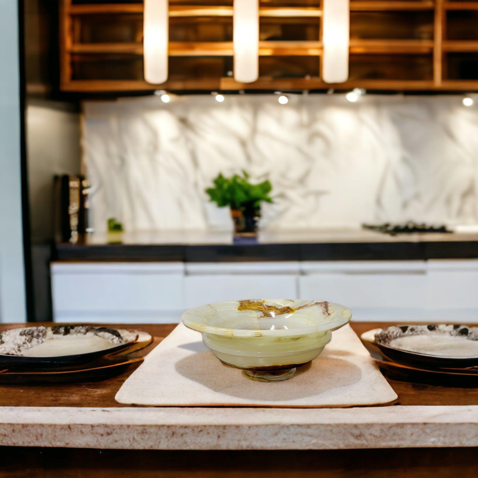 White Onyx 9-inch Modern Fruit Bowl - Nature Home Decor